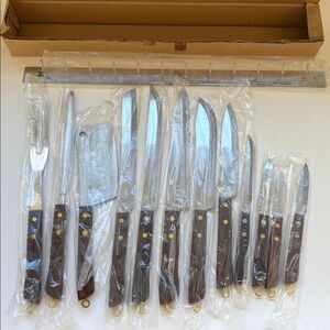 Vintage Set of 13 Argy Stainless Steel Kitchen Knives Made Japan MCM Cutlery NEW